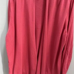 Lands End Coral Pink Open Wrap Cardigan size 1x